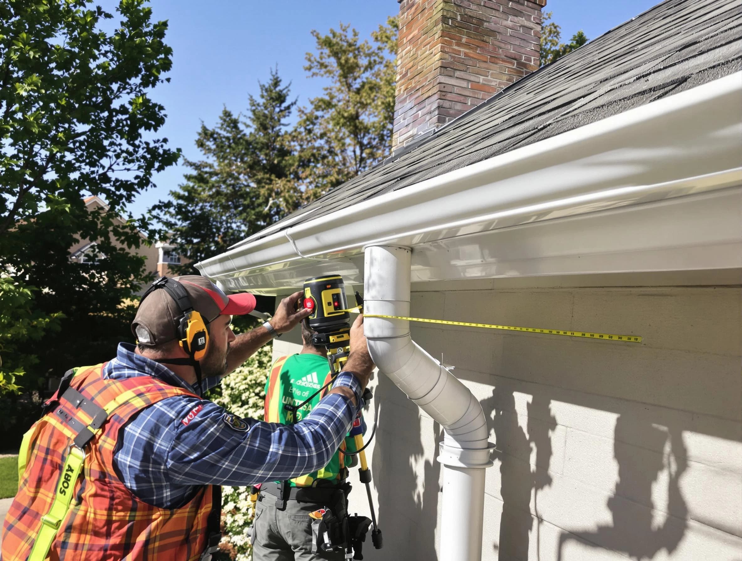 Brunswick Roofing Company installing downspouts at a property in Brunswick, OH