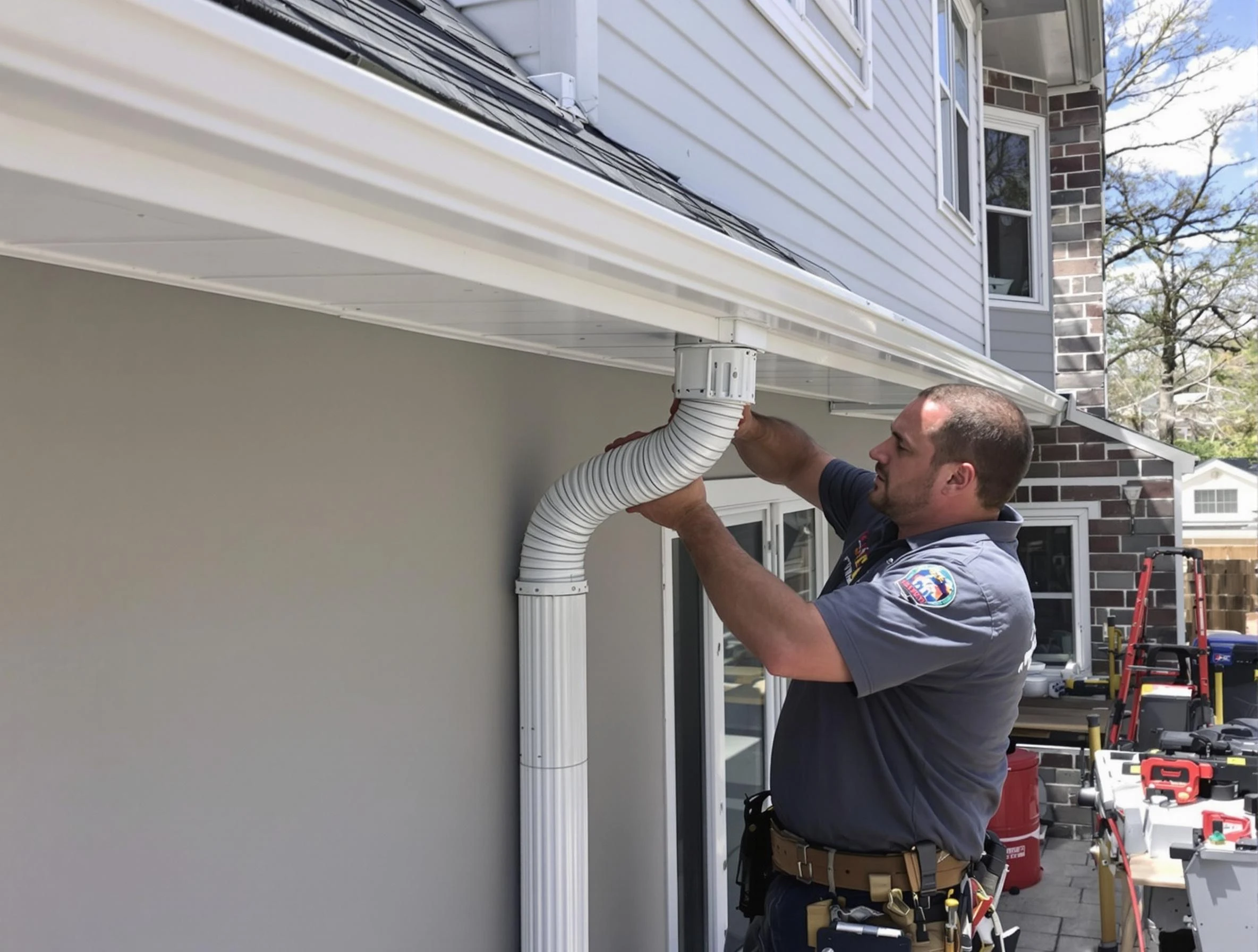 Downspouts installed by Brunswick Roofing Company to guide water away in Brunswick, OH